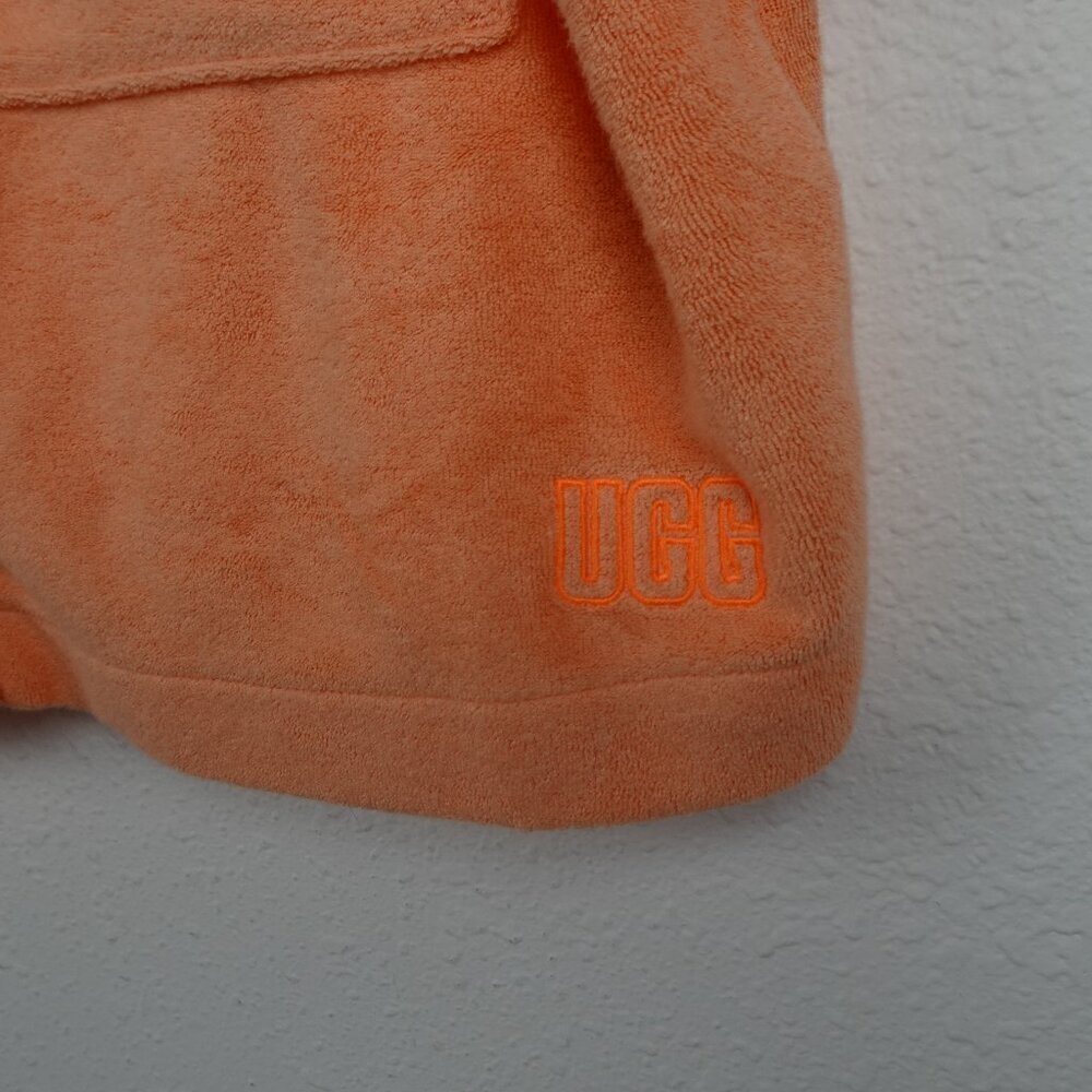 UGG Saniyah Button Down Top Women's Size L Orange Short Sleeve Terry Cloth Crop - Picture 3 of 10